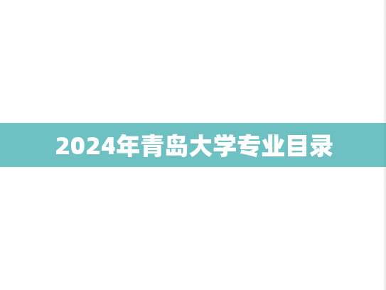 2024年青岛大学专业目录