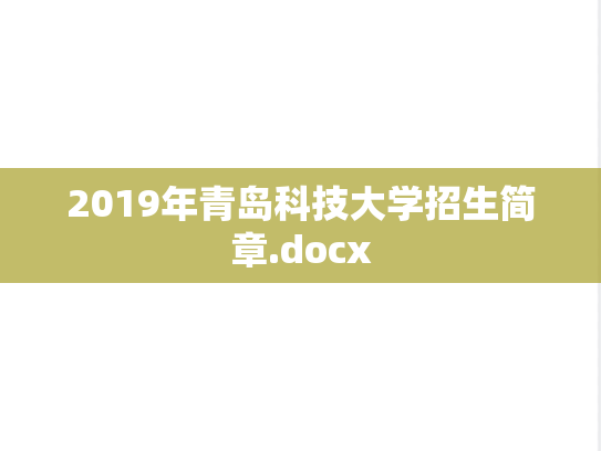 2019年青岛科技大学招生简章.docx