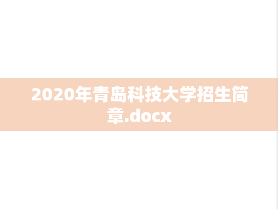 2020年青岛科技大学招生简章.docx