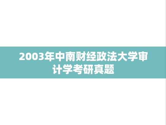 2003年中南财经政法大学审计学考研真题