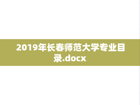 2019年长春师范大学专业目录.docx