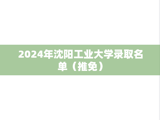 2024年沈阳工业大学录取名单（推免）