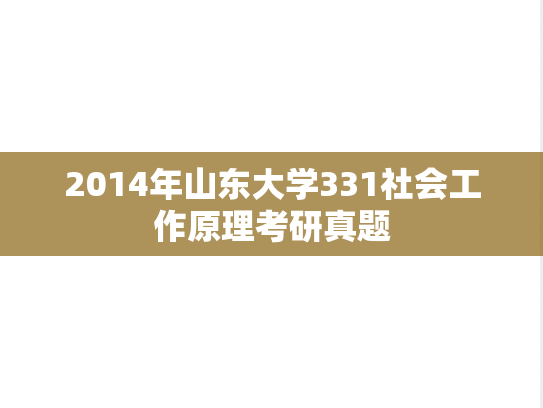 2014年山东大学331社会工作原理考研真题