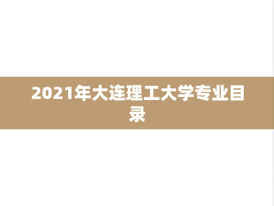 2021年大连理工大学专业目录