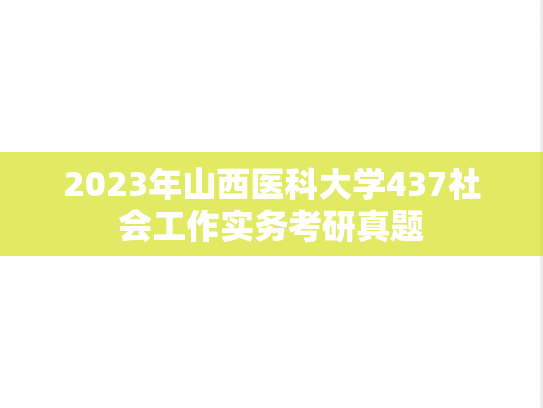 2023年山西医科大学437社会工作实务考研真题