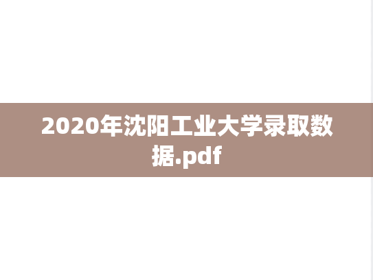 2020年沈阳工业大学录取数据.pdf
