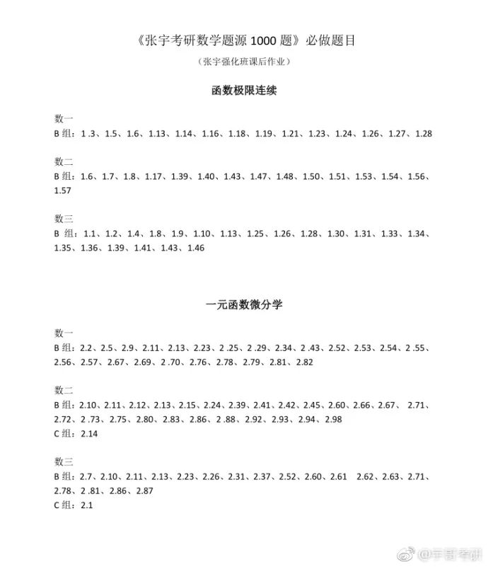 2019年张宇强化班录制完毕及一千题必做题,张宇,1000题,考研数学,2019,第2张